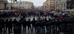 Navalny supporters protest his arrest in Saint Petersburg